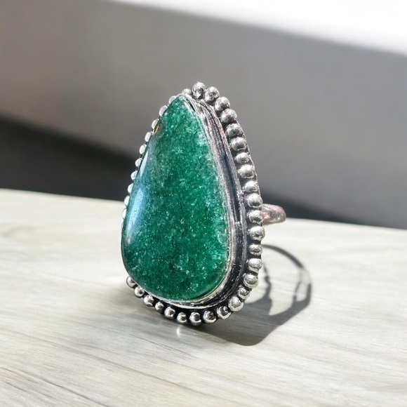 NEW Natural Green Adventurine 925 ring size 10 - Picture 1 of 7